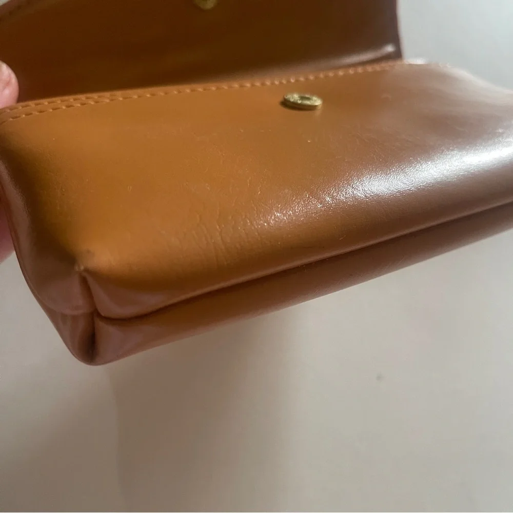 New Vintage Small Tan Passport Wallet Snap  Faux Leather Envelope Clutch 5x8”